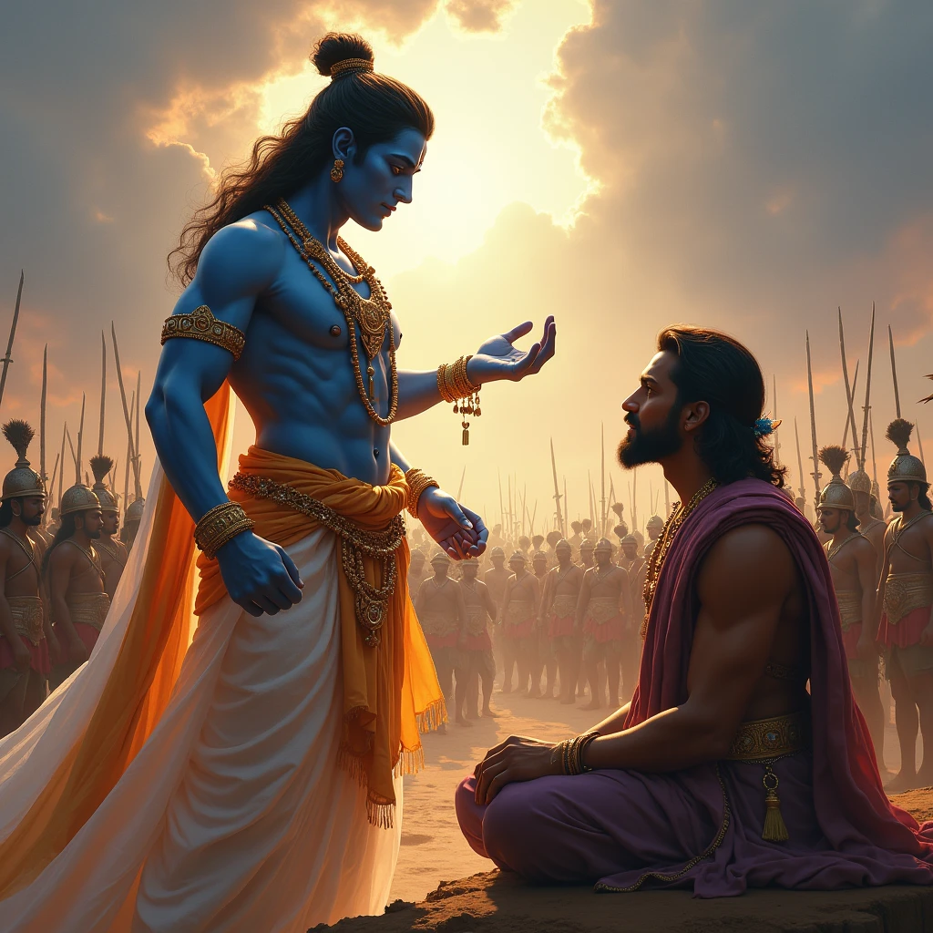 Lord Krishna reciting the Bhagavad Gita in mahabharatam