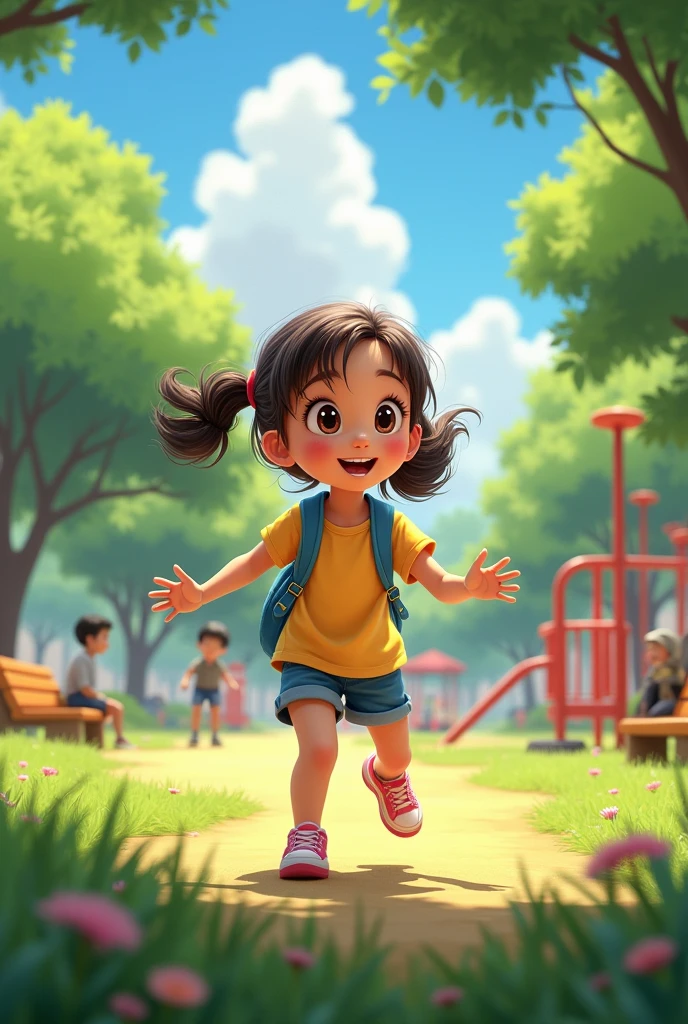 Class 3 girl playing on park

