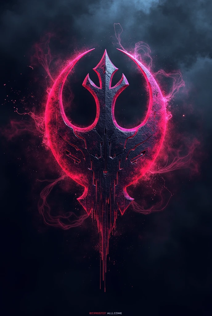 Use the separatist alliance logo from Star Wars but make it this color scheme of the image prompt