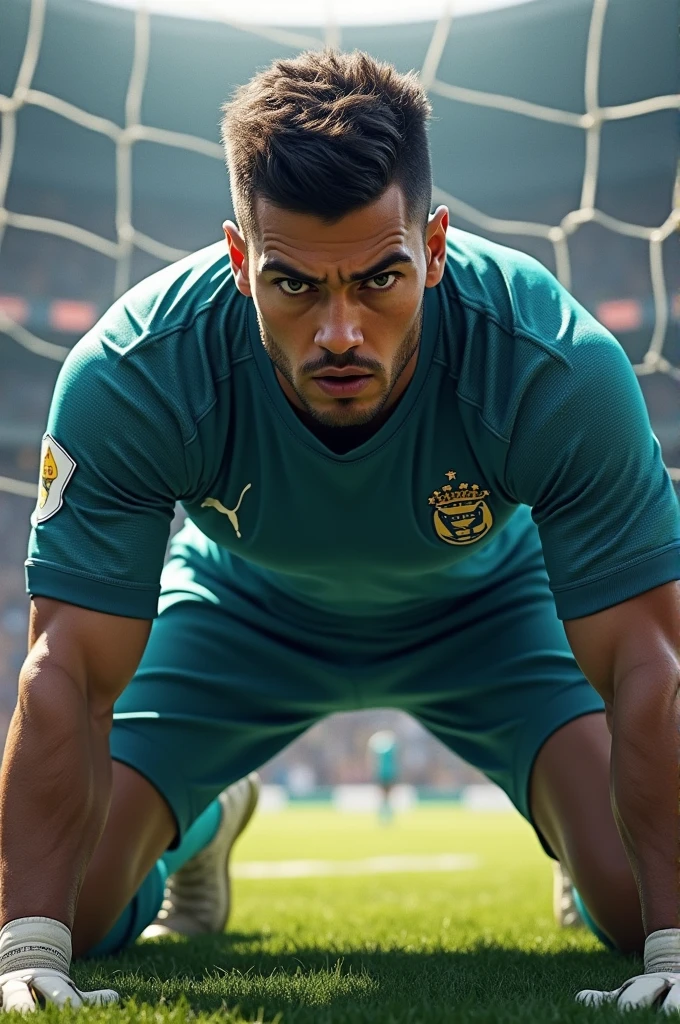 Goalkeeper Cassio with short hair 

