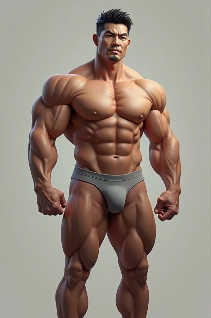 Japanese strong man human in grey underwear