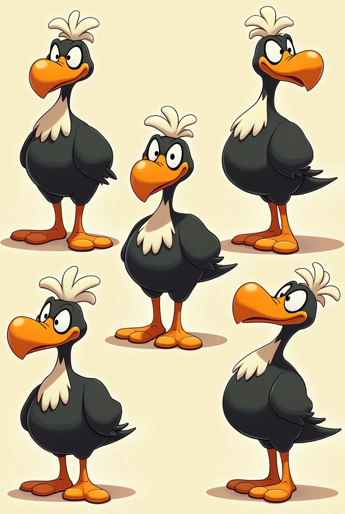 Cuphead style dodo bird full canva different poses for Vbuter , sheet pose with 3 design mouth open, 3 design mouth close, 6 design in different position