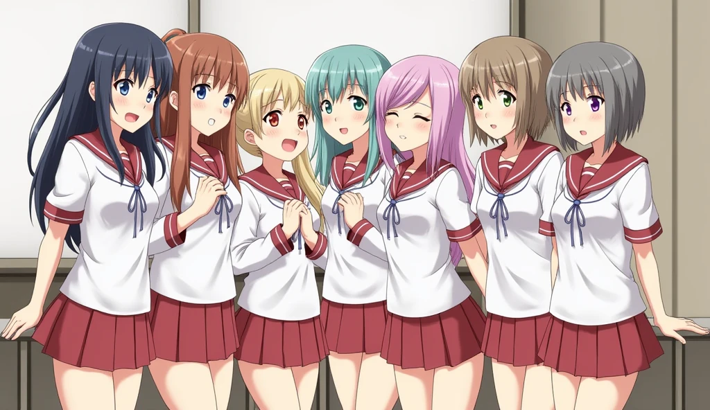 Group of naked elementary school girls、Anime Nipple Erection