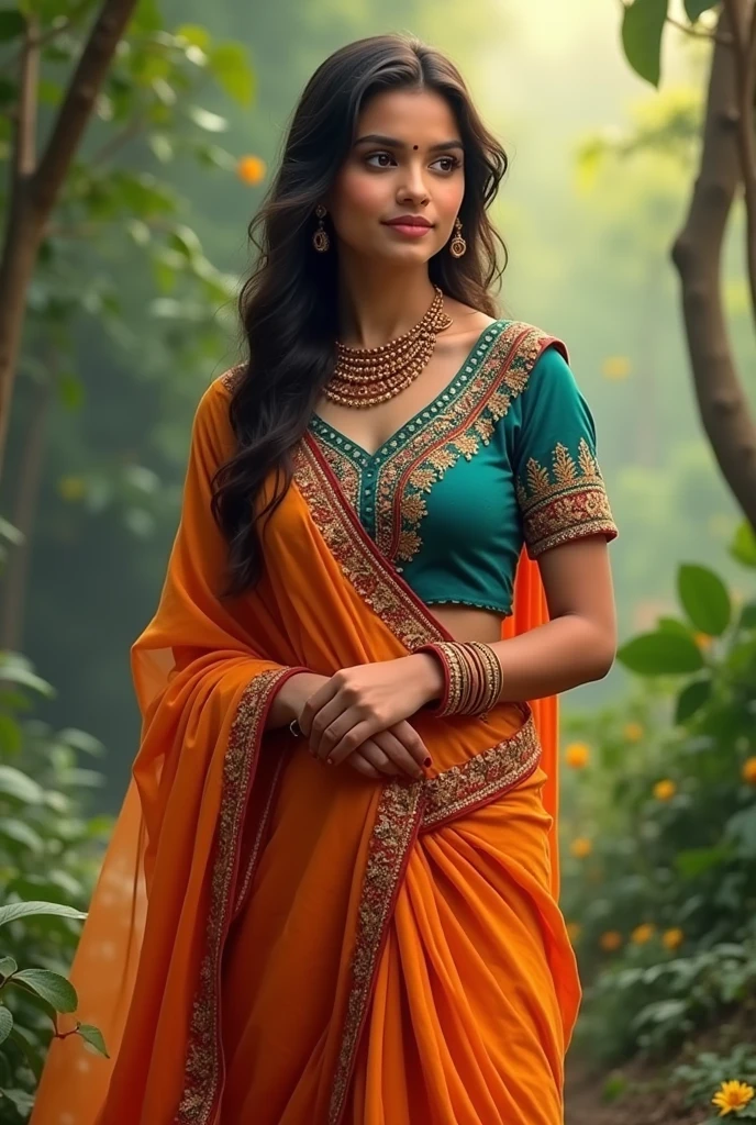 A Indian girl wears churidar