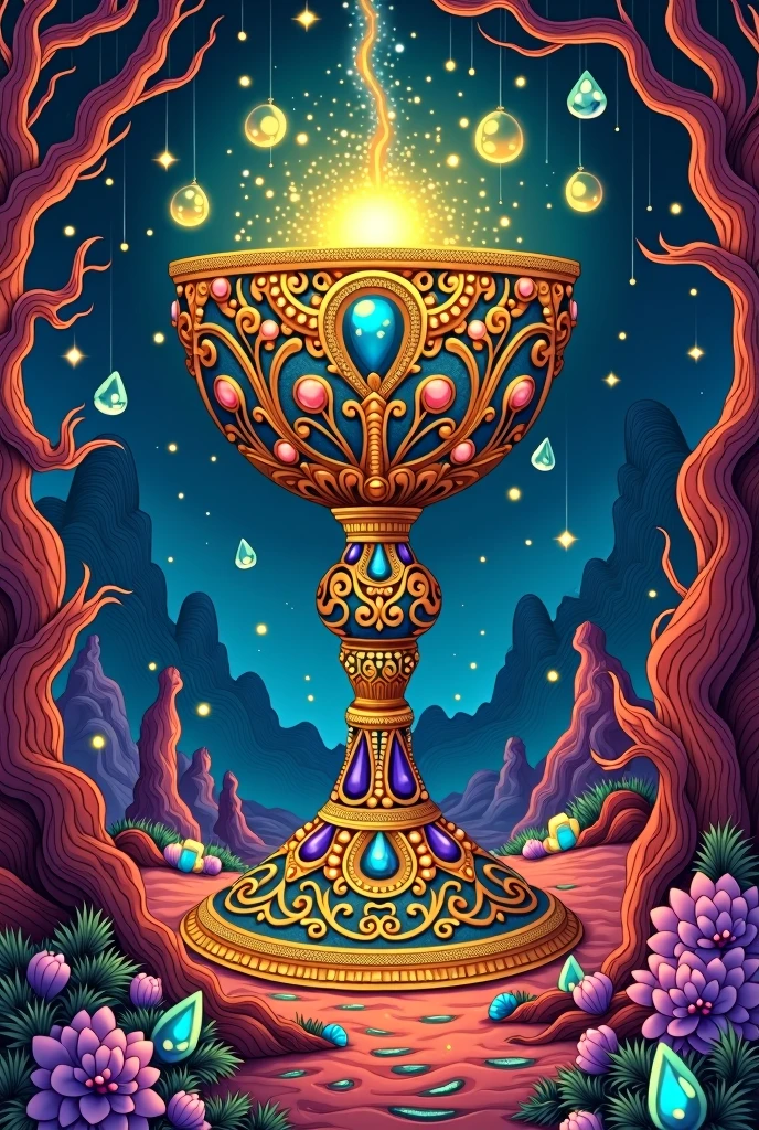 80's style fantasy Bakshi movie Jewel encrsuted enchanted chalice 