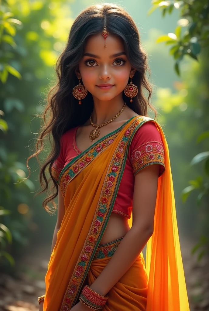 A Indian girl wears churidar