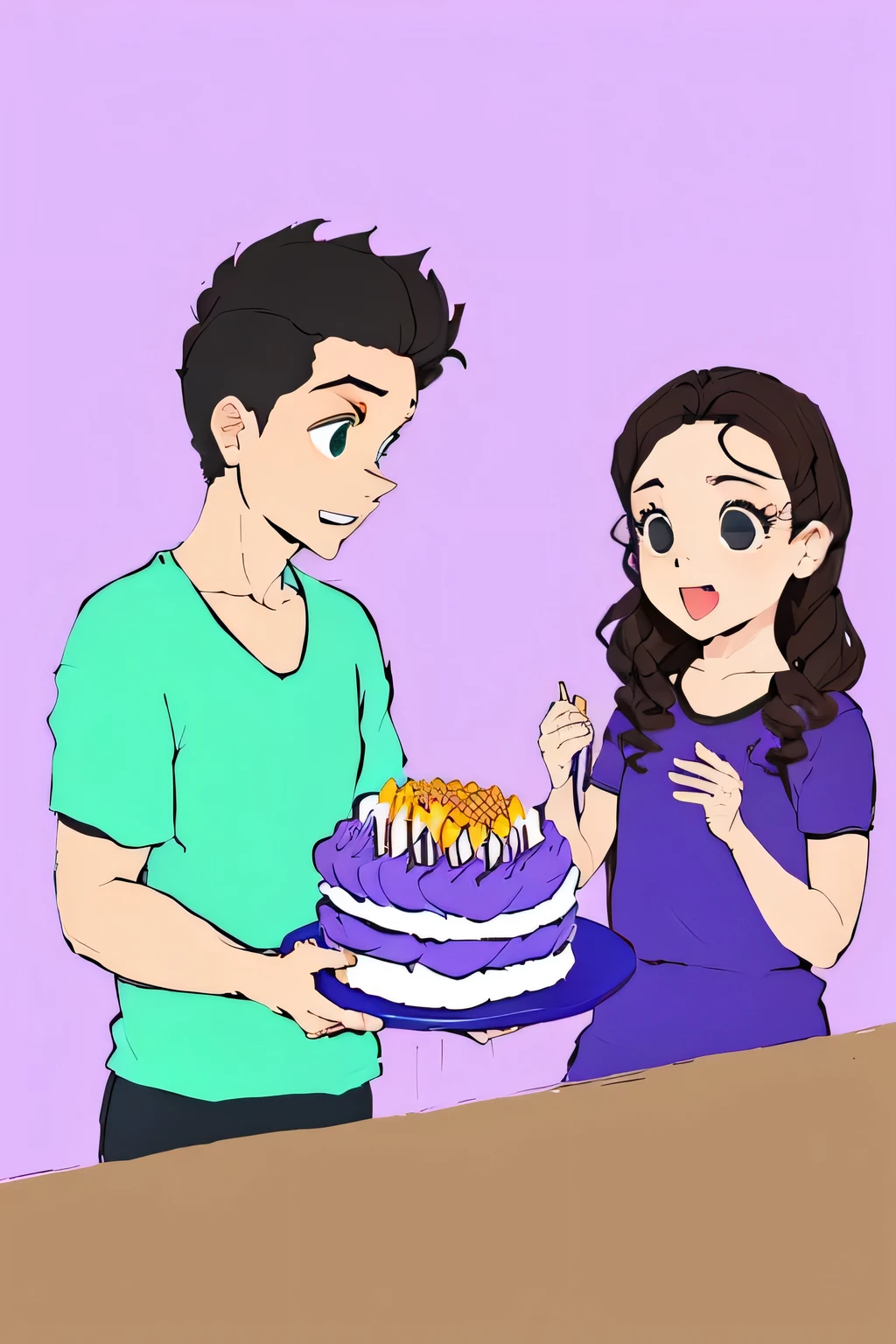  It is , fIt issta dIt is anniversary issário,  sitting holding birthday cake.