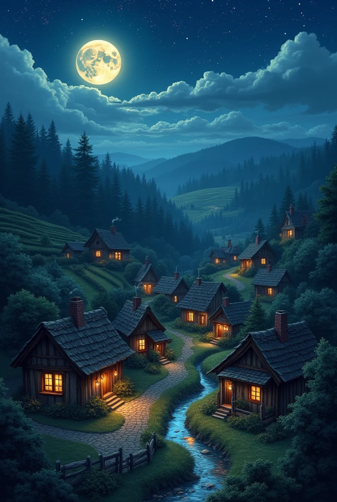 Create small village at night