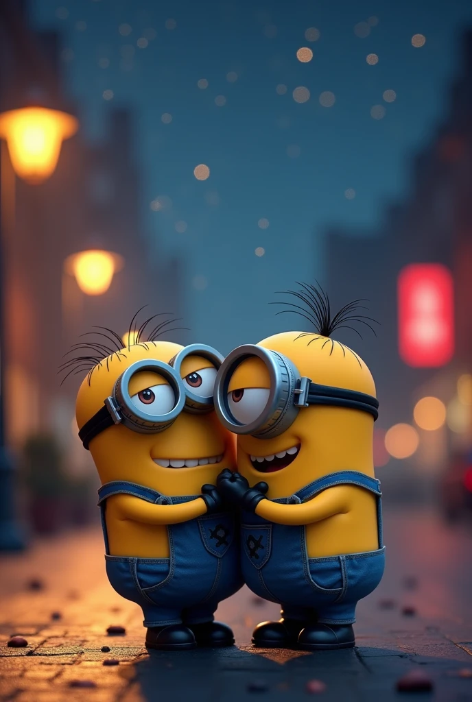 Minion with girlfriend in night