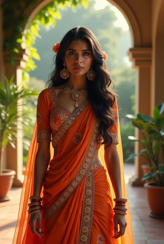 A Indian brown skin lady with Churidar traditional look