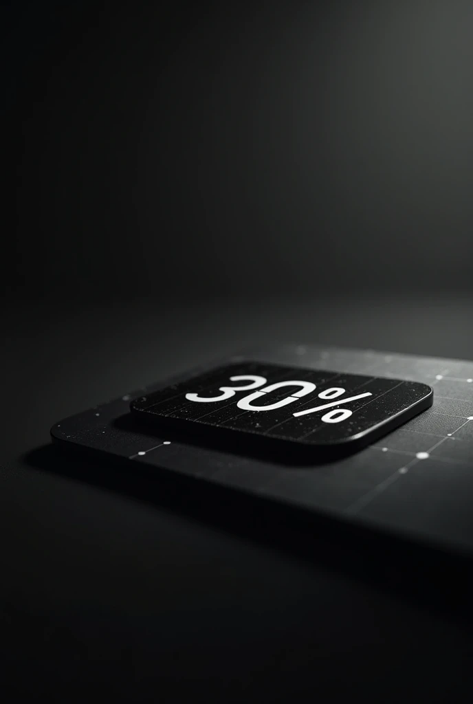 Cinematic image of a 30 percent charge percentage with black and white colors