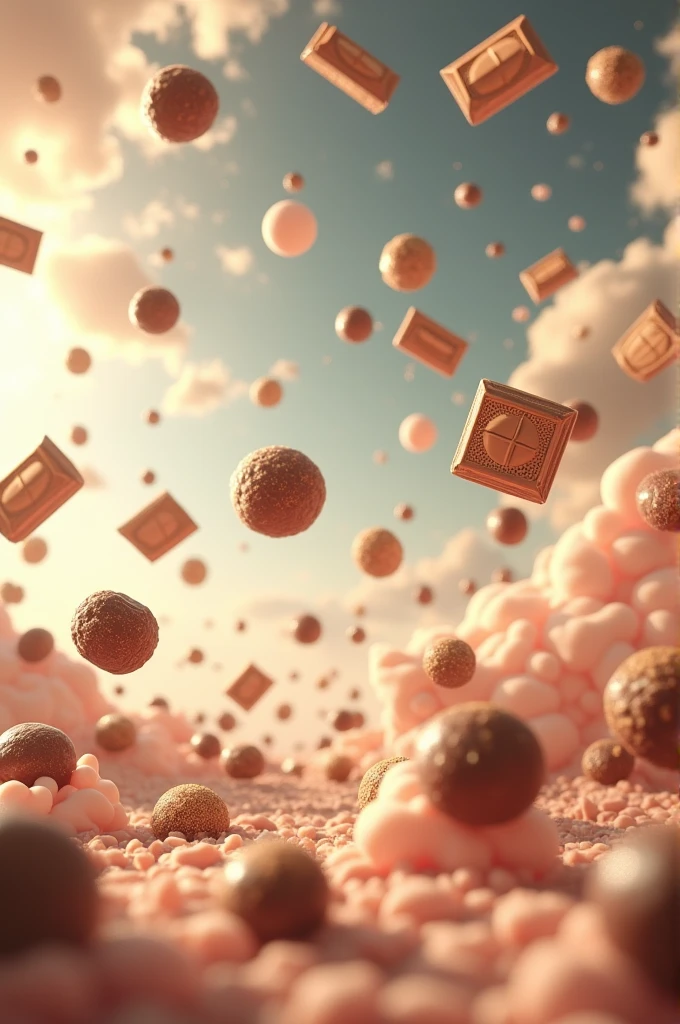 Lots of chocolates in spreading in sky