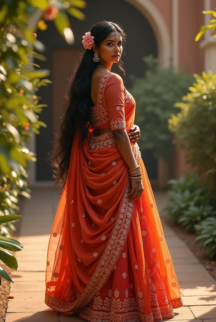 A Indian brown skin lady with Churidar traditional look
