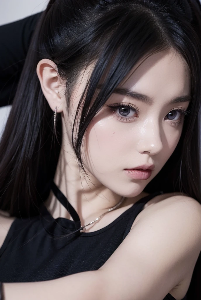 A gothic anime girl with a 90s drawing style