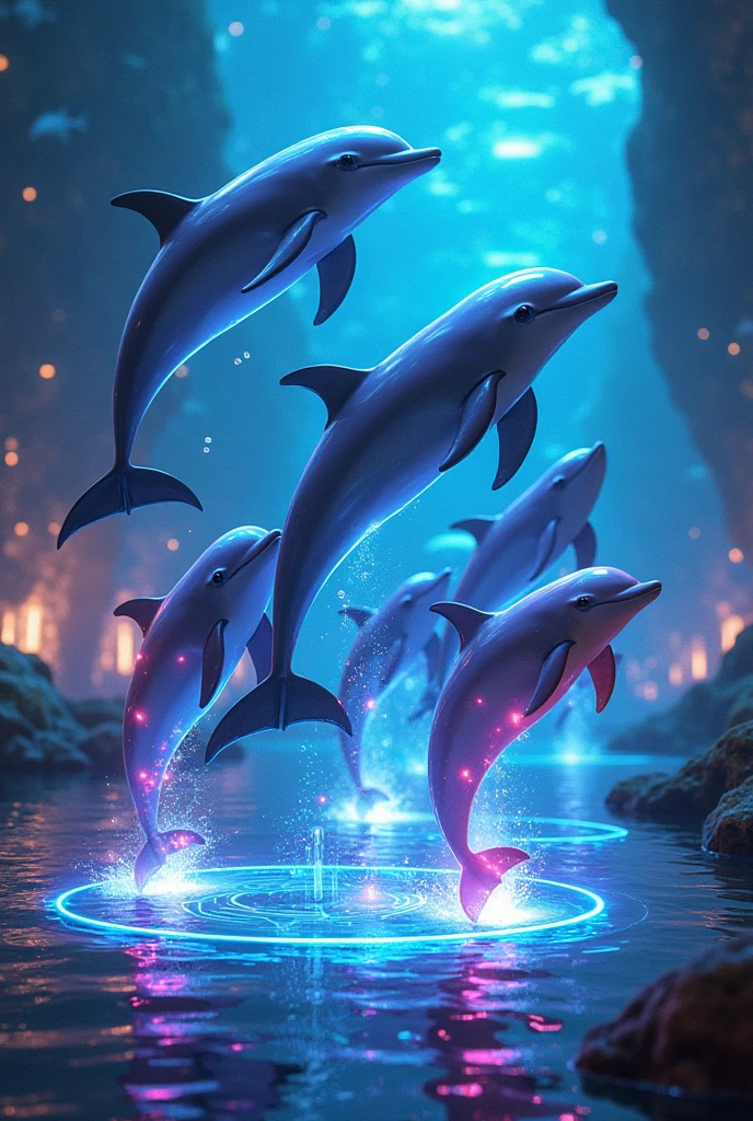 Colorful gamer dolphins

