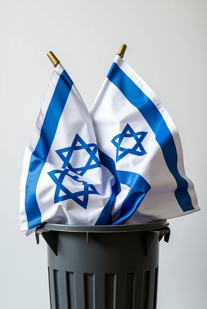 Israel flags in trash bin
