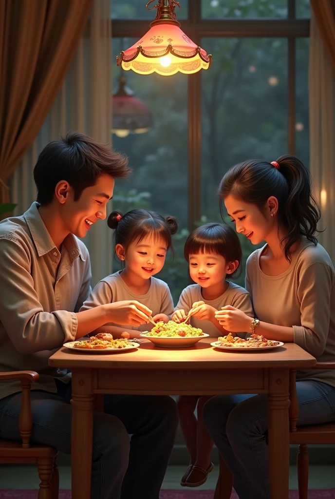 (Professional 3D Rendering:1.3) De (Realistic:1.3) The most beautiful art photos in the world，Soft Features, Family playing around table in living room, ((happy family, Well connected to each other)), (vibrating, photos realistic, Realistic, Dramatic, murky, foco nítido, 8K), (Convoluted:1.4), decadent, (ighly detailed:1.4), digitial painting, rendering by octane, art  stations, concept-art, suave, foco nítido, Illustration, Germ from art, (Roisch:0.23), Vlop Ilya Kuvshinov, e Gregg Rutkowski e Alphonse Mucha Gracias, (globalillumination, studio lights, Light Volumetric)
