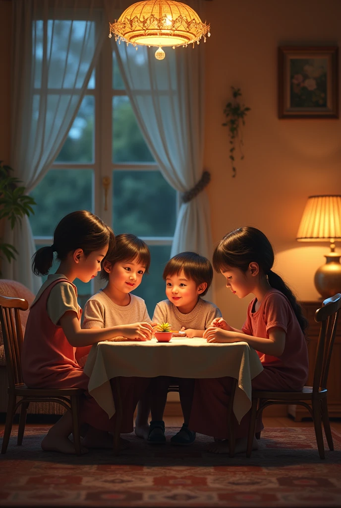 (Professional 3D Rendering:1.3) De (Realistic:1.3) The most beautiful art photos in the world,Soft Features, Family playing around table in living room, ((happy family, Well connected to each other)), (vibrating, photos realistic, Realistic, Dramatic, murky, foco nítido, 8K), (Convoluted:1.4), decadent, (ighly detailed:1.4), digitial painting, rendering by octane, art stations, concept-art, suave, foco nítido, Illustration, Germ from art, (Roisch:0.23), Vlop Ilya Kuvshinov, e Gregg Rutkowski e Alphonse Mucha Gracias, (globalillumination, studio lights, Light Volumetric)