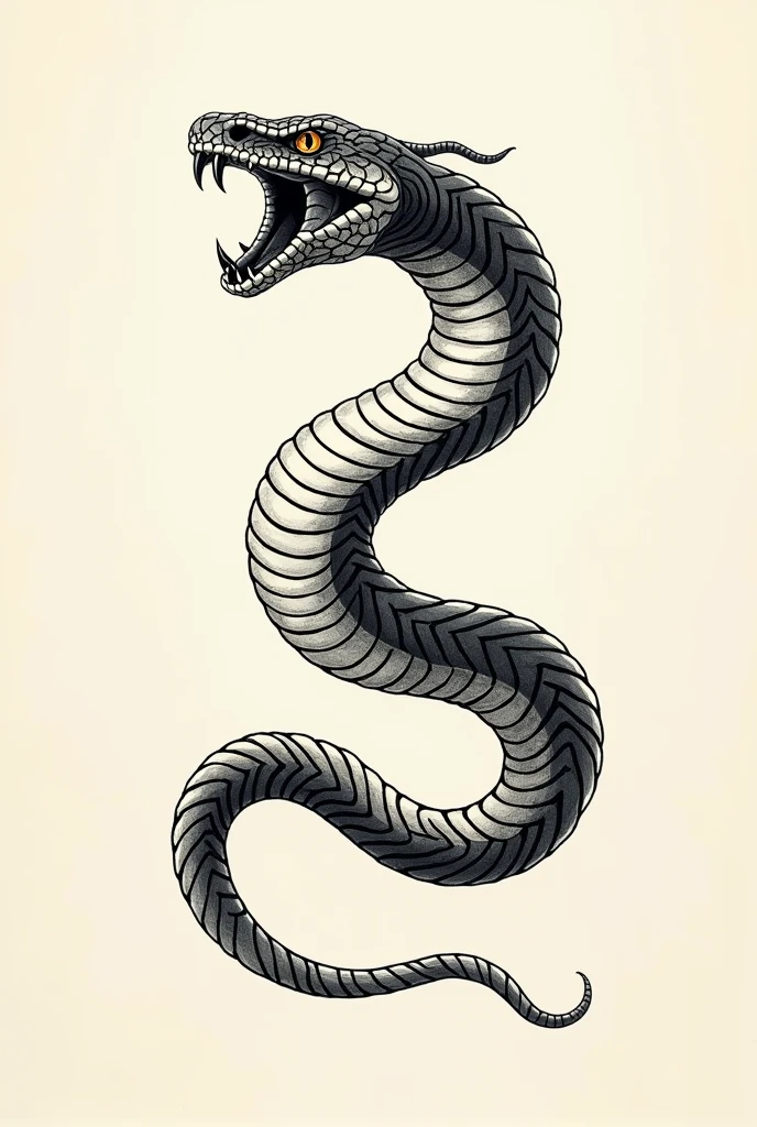 Tattoo only lines Ancient traditional Greek attacking snake