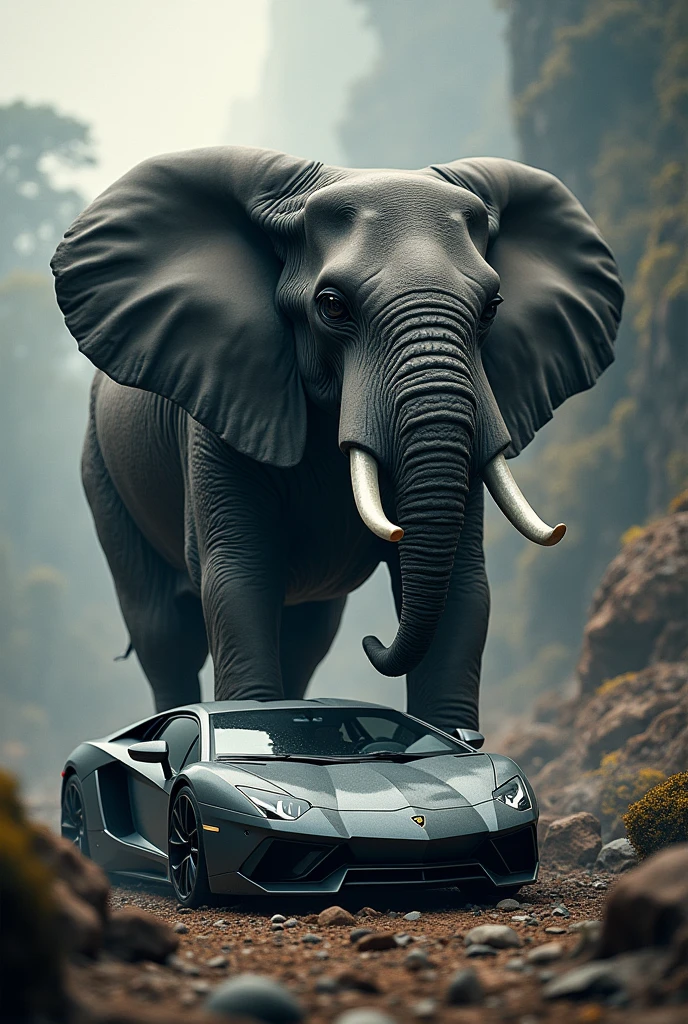 Lamborghini elephant danger look