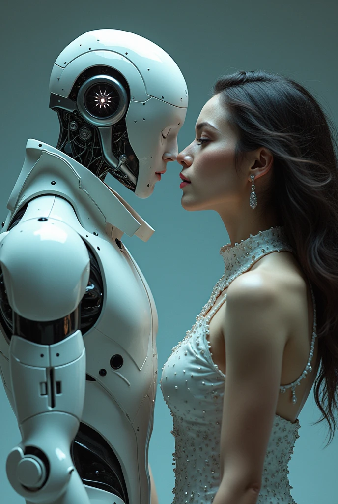 The auncle says maderchod to a sexy women in cyber auncle has white robot dress