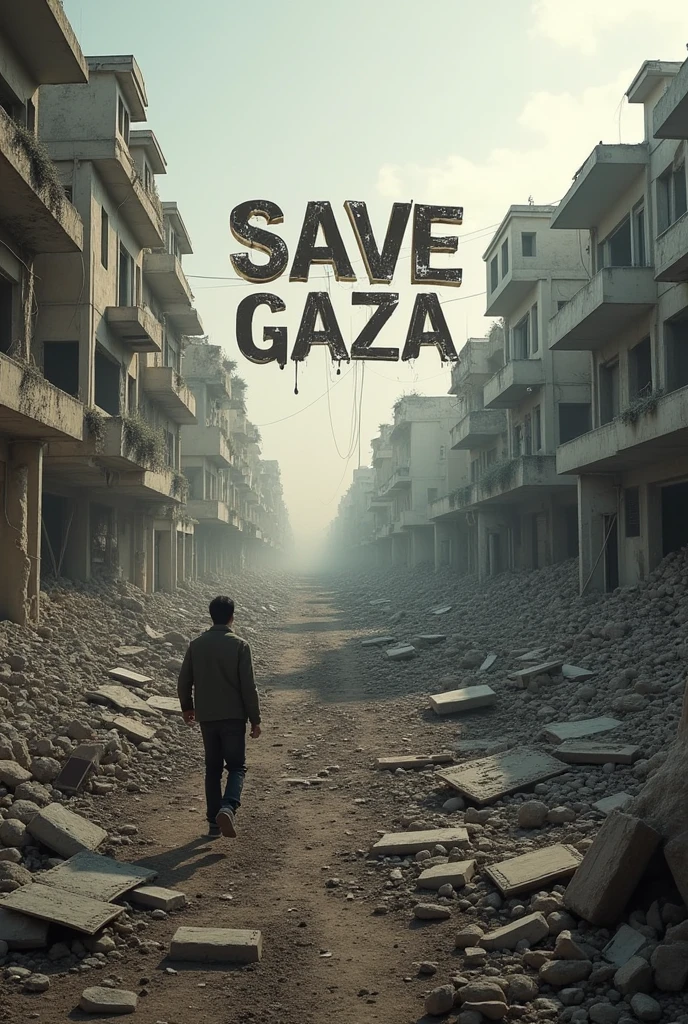Save Gaza brand with buildings or rubble