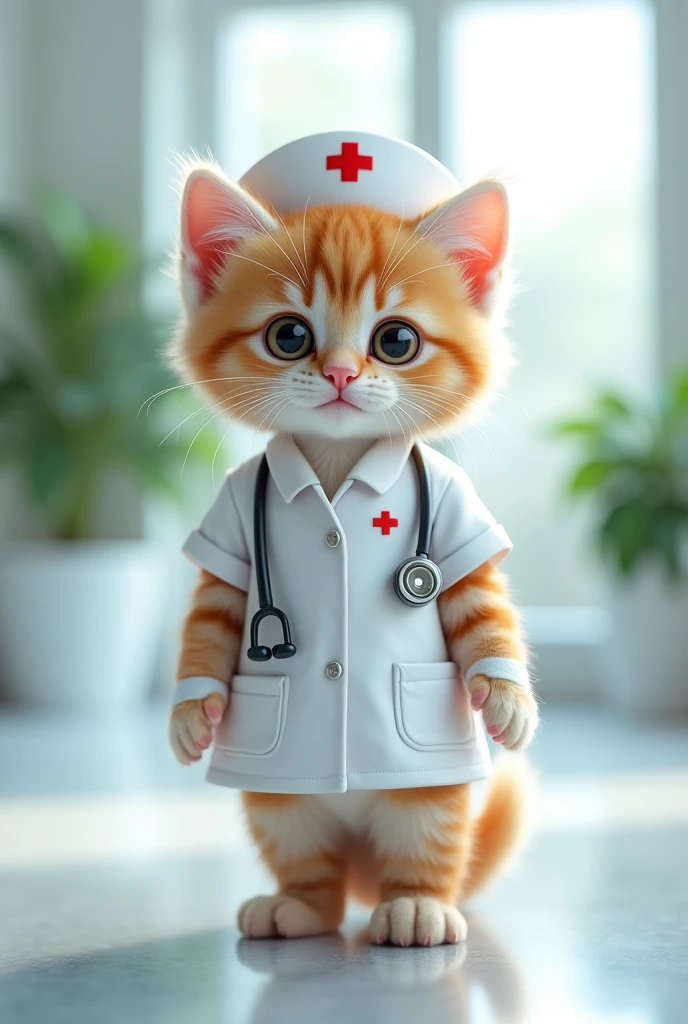 kitten cute Nurse costume Hospital Background Real