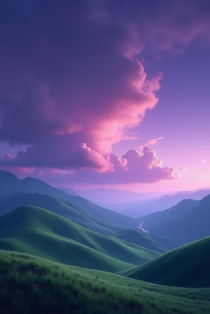 The rolling hills of Jinshan Mountain contrast sharply with the dark purple sky behind them.