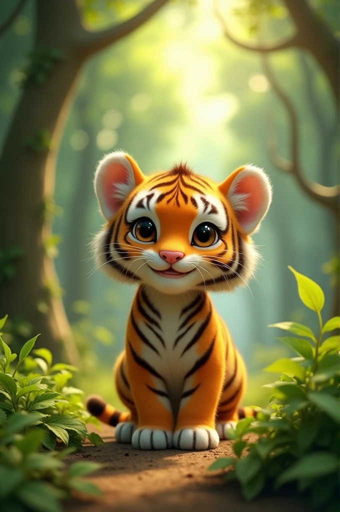 Cute tiger image on forest