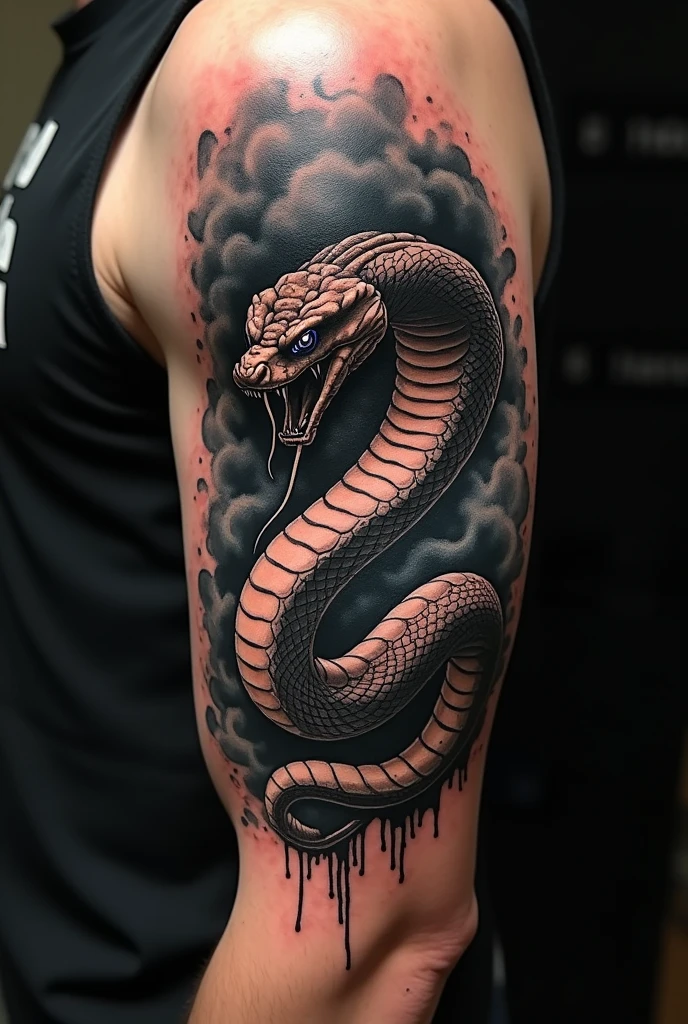 90s style male snake tattoo design 