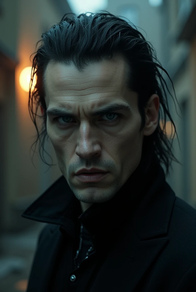 Malkavian clan man, realistic person and cinematographic