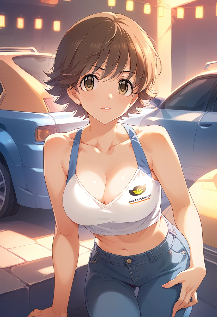 My honda, short hair, sensual big breasts, neckline, sensual look