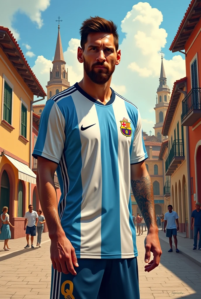 Messi in a beautiful town