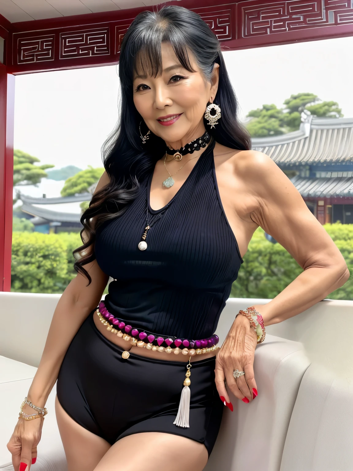 75 years old mom milf Korean, Lady large earring Big choker navel piercing decoration A bracelet realisitic Gorgeous Madame Beautiful Mature Woman sexly Smile Gentle woman navel piercing 4K High quality Gorgeous Madame Beautiful Mature Woman Training Gym