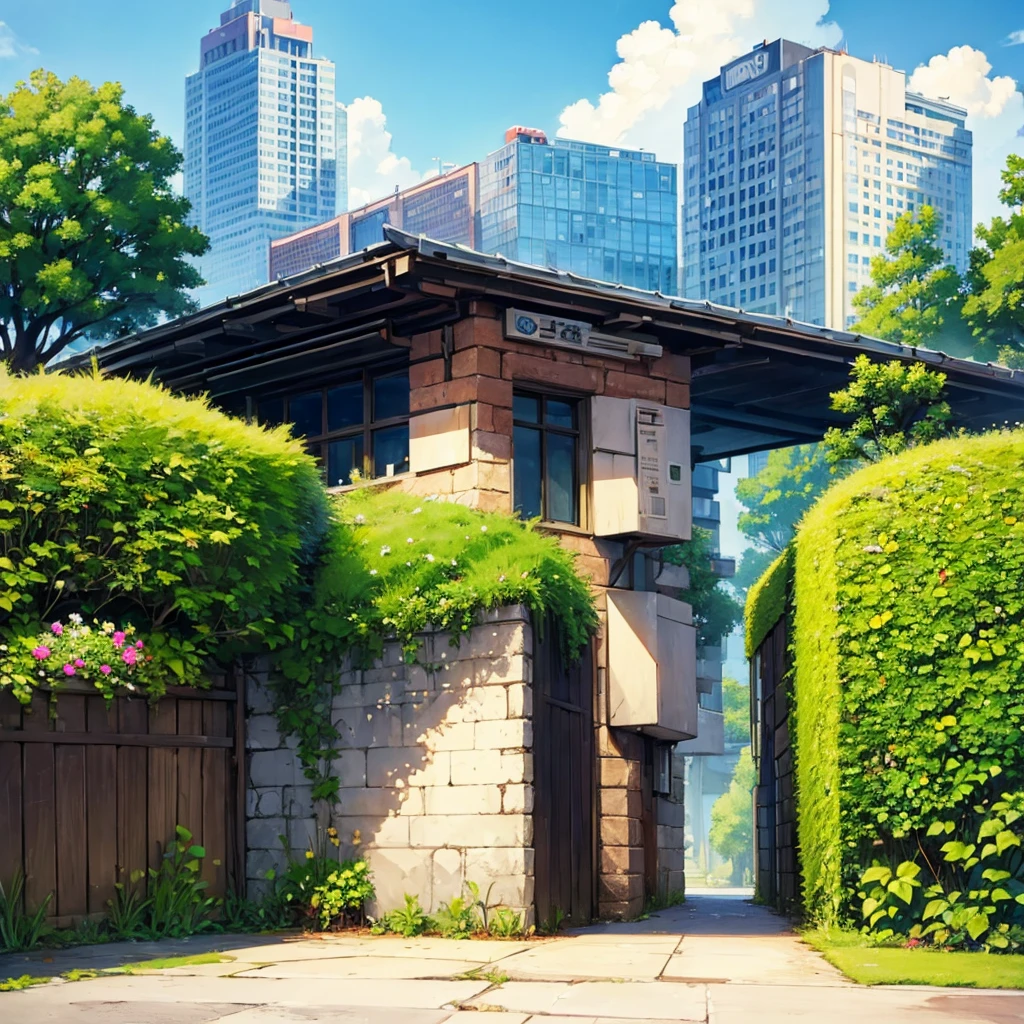 ((((No humans))))、Best illustrations、Best Quality、(background、city、garden)