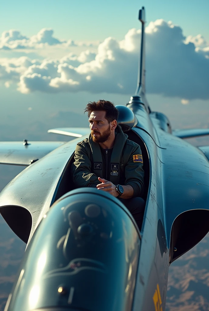 Messi is driving a Plane  