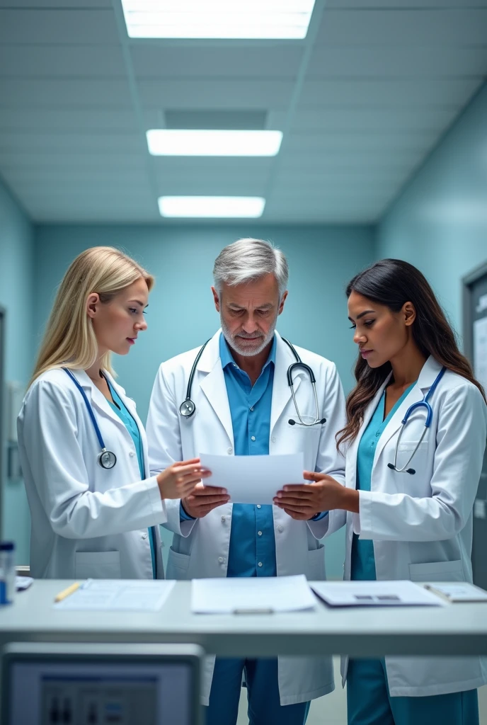 3 DOCTORS ( A WHITE GIRL AND ANOTHER BROWN GIRL AND A WHITE BOY IN THE CENTER)
