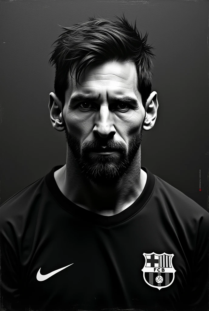 Make a messi's painting by using only black colour 