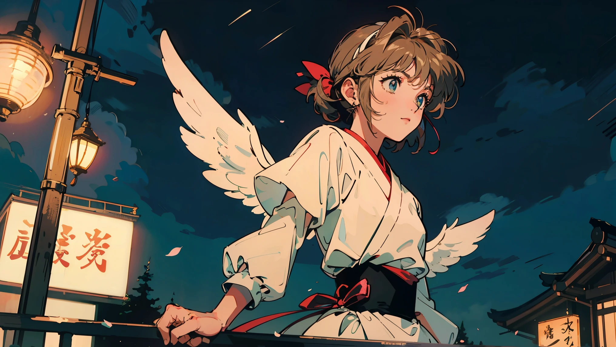 Card Captor Sakura。Japanese Town。Night view。