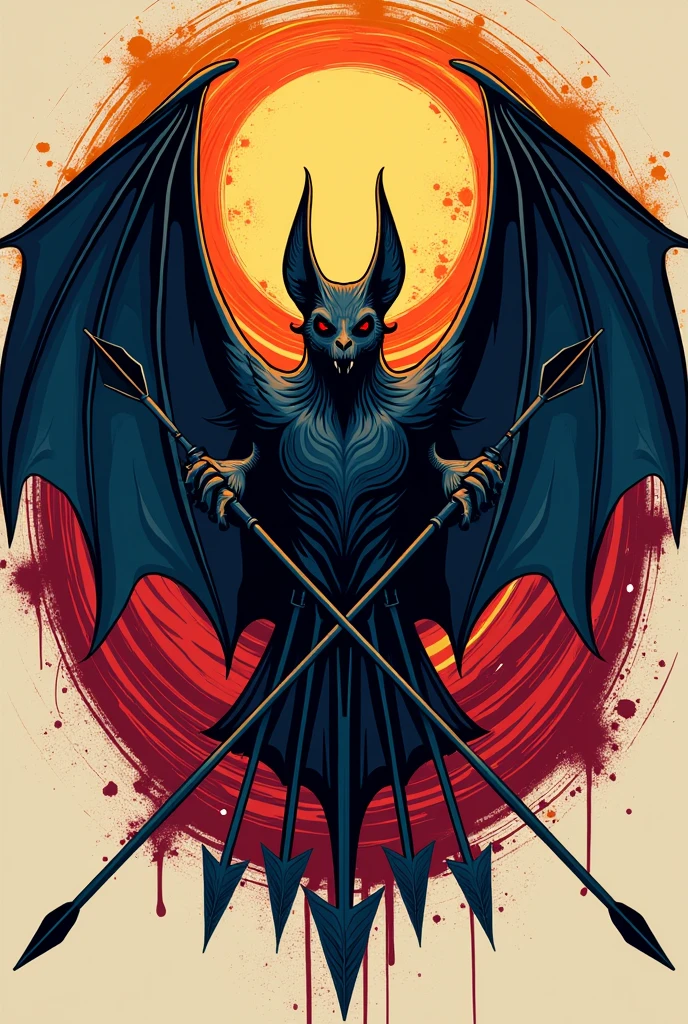 coat of arms with bat and arrows, Armenian flag, round lines