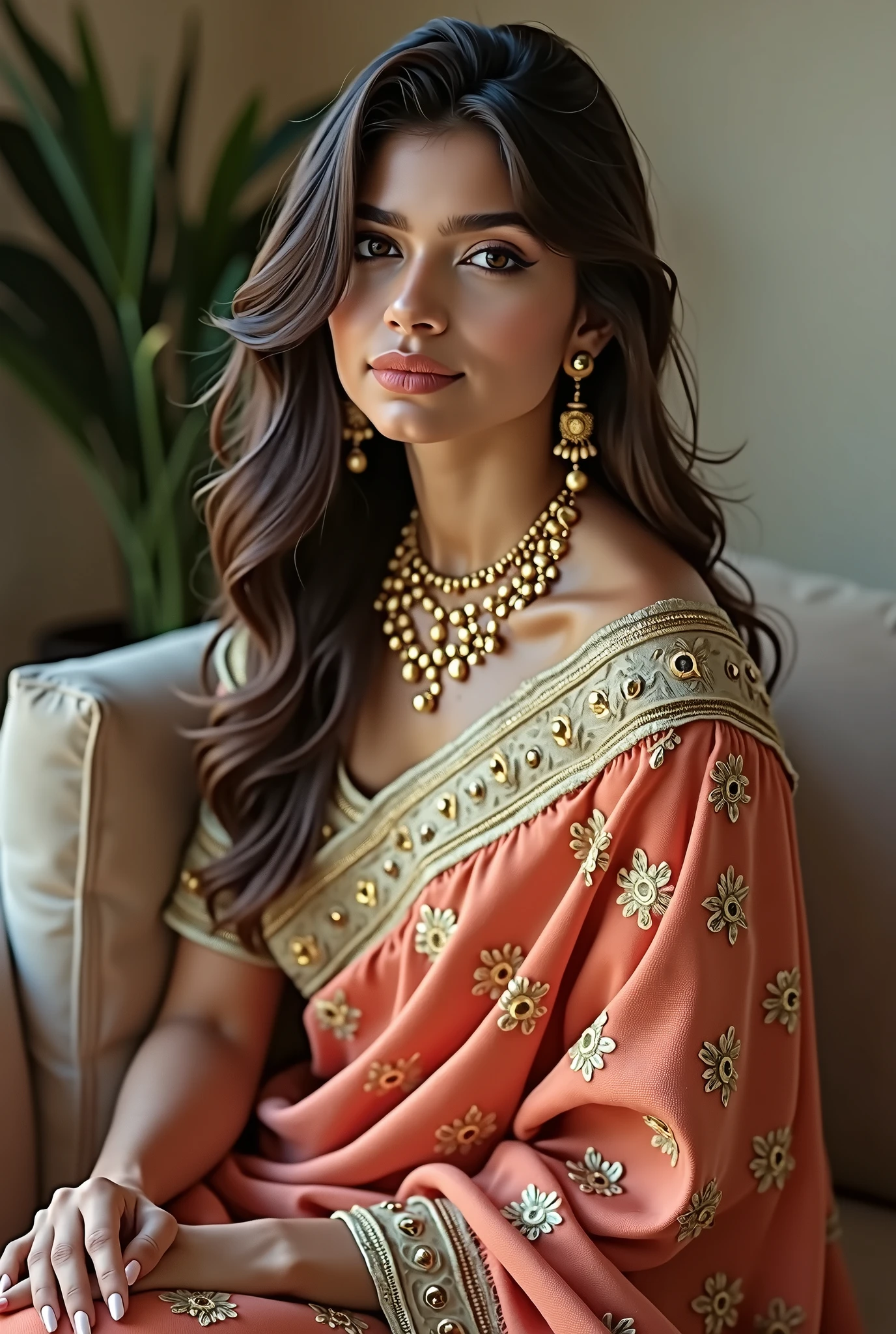 18 sal ki ladki Jo dekhne mein bahut khubsurat Ho hot saree blouse pahani Ho aur stylish tarike se baithi  Ho aur Indian Jaisi lagti Ho