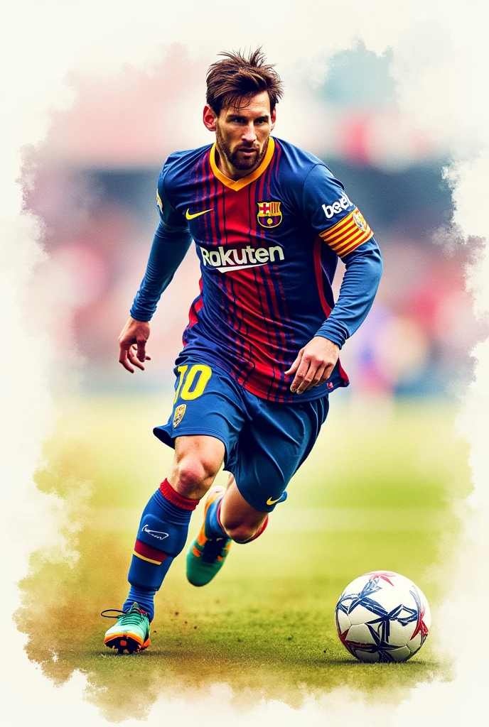 Make a messi's painting bt using water