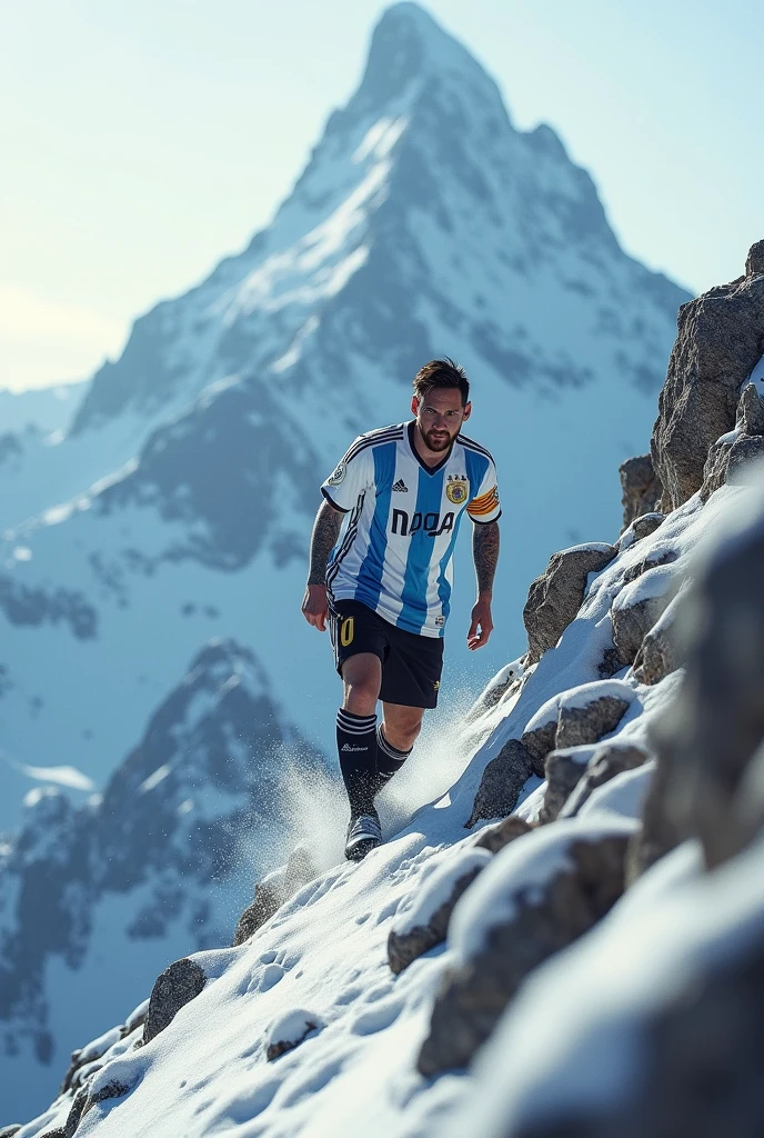 Messi is climbing the mountain 