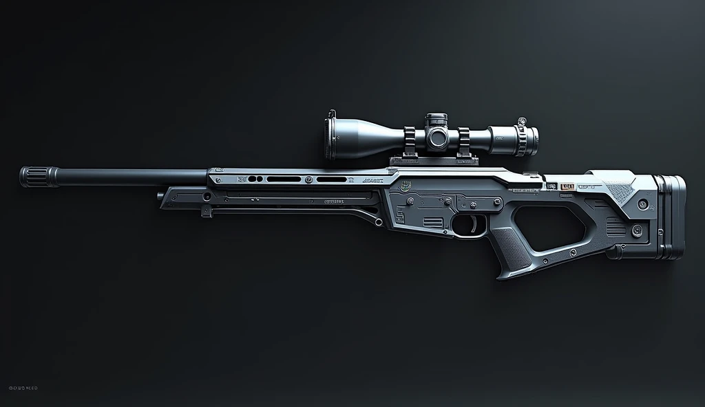 The Phantom Edge is a sleek, high-tech sniper rifle equipped with an advanced cloaking system that renders it invisible when not in use. The rifle is fitted with a silencer and uses specialized rounds that leave no trace, allowing Seraphina to eliminate targets without a sound. When combined with her Invisible magic, the rifle becomes a ghostly weapon, unseen until the moment of impact. Matte black with silver accents, designed to blend seamlessly with shadows. High Resolution, Accurate, Super Detailed, Textured Skin, From Side, 3D Rendering, Realism,