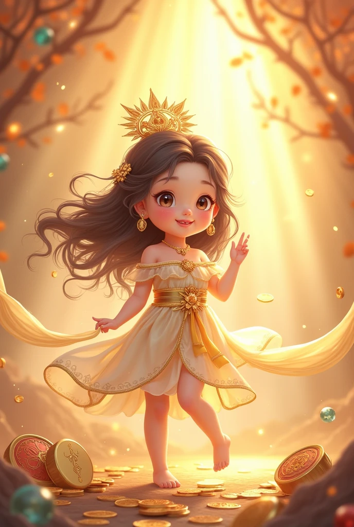 Goddess of fortune cute girl illustration