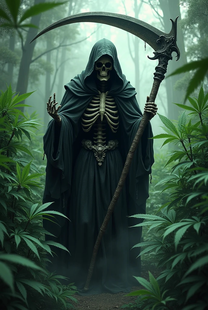 Grim reefer weed leaf scythe
