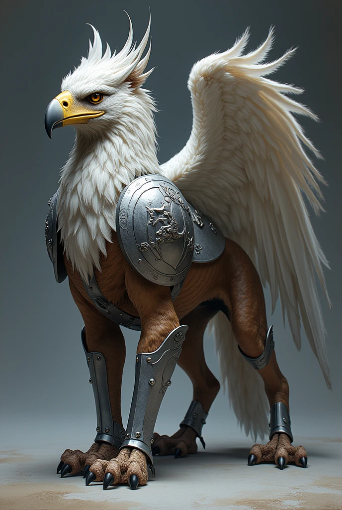 ( Perfectly Correct Anatomy ) Eagle's head, lion's body, white griffin(griffin)(Decorative elements of silver armor)It is a mythical creature that appears in many myths and legends。Its appearance combines that of a lion and a griffin, both of which have the body of a lion.、limbs and tail,Eagle head and wings。
The gryphon is a symbol of strength and caution. The gryphon is considered powerful.、symbol of dignity