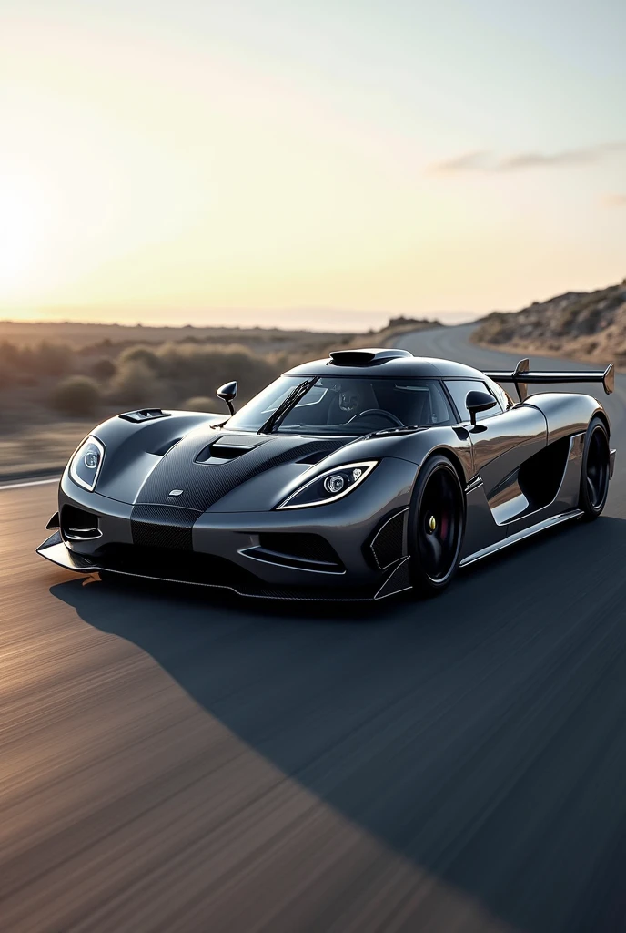 (Generates an image of a Conisegg Agera car on an asphalt road in the distance)
