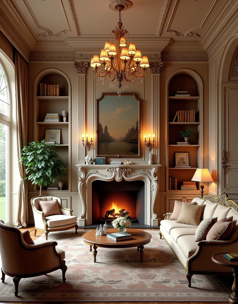 European villa living room