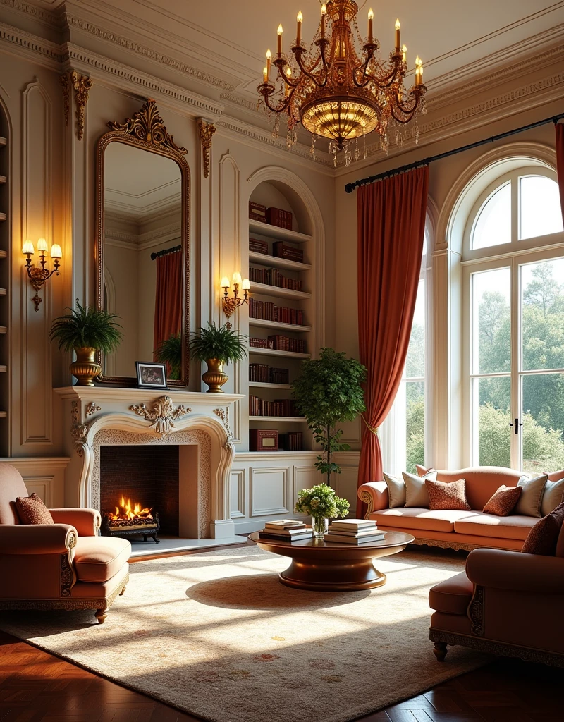 European villa living room